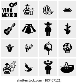 Mexico vector icons set on gray 