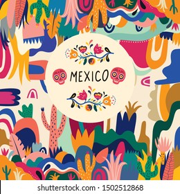 Mexico vector illustration. Colorful Mexican design. Stylish artistic Mexican decor for Mexican holidays and party