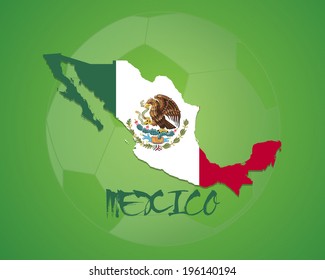 MEXICO vector illustration, map with soccer ball