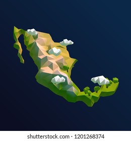 Mexico Vector Low Poly 3D Cartoon Karte