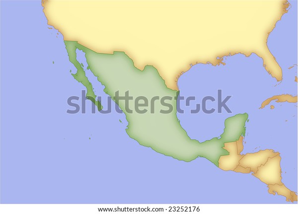 Mexico Vector Map Borders Surrounding Countries Stock Vector (Royalty ...