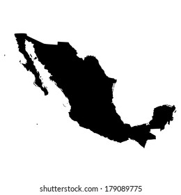 Mexico vector map high detailed isolated on white background. Mexico map silhouette illustration.