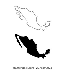Mexico vector map icon set, Mexico silhouette line illustration.