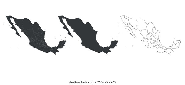 Mexico vector map illustration isolated on White background 