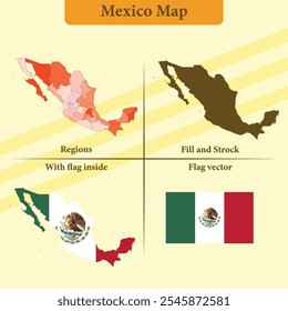 Mexico vector map with regions black silhouette flag overlay and standalone flag ideal for educational materials infographics and design projects showcasing Azerbaijan geography and identity