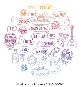 Mexico vector pattern. Day of the Dead. Icons for posters, banners, backgrounds.