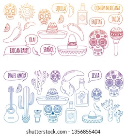 Mexico vector pattern. Day of the Dead. Icons for posters, banners, backgrounds.