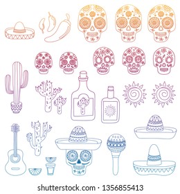 Mexico vector pattern. Day of the Dead. Icons for posters, banners, backgrounds.