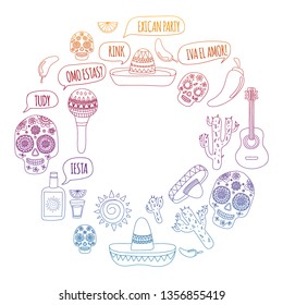 Mexico vector pattern. Day of the Dead. Icons for posters, banners, backgrounds.