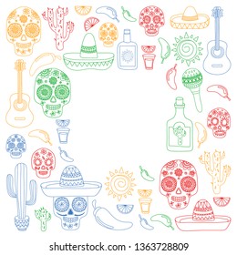 Mexico vector pattern. Day of the Dead. Icons for posters, banners, backgrounds.