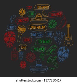 Mexico vector pattern. Day of the Dead. Icons for posters, banners, backgrounds.