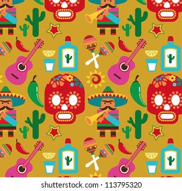 Mexico - vector pattern with icons and illustrations