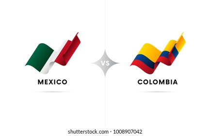 Mexico versus Colombia. Football. Vector illustration.