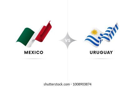 Mexico versus Uruguay. Football. Vector illustration.