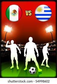 Mexico versus Uruguay on Stadium Event Background Original Illustration