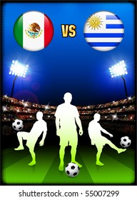 Mexico versus Uruguay on Stadium Event Background Original Illustration