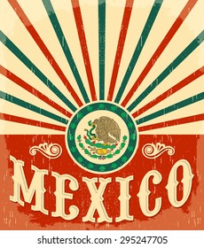 Mexico Vintage Patriotic poster design  mexican holiday decoration