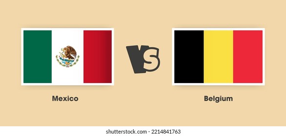 Mexiko-gegen-Belgien-Flaggen nebeneinander angeordnet. Kreative stylische Nationalflaggen - Mexiko gegen Belgien mit Hintergrund