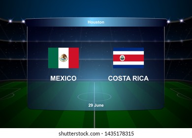 Mexico vs Costa Rica football scoreboard broadcast graphic soccer template