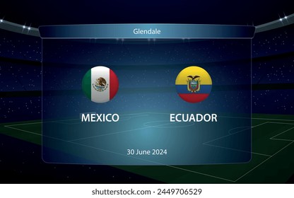 México vs Ecuador. Torneo de fútbol americano 2024, marcador de fútbol transmitido Plantilla gráfica