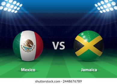 Mexico vs Jamaica. America football tournament 2024, Soccer scoreboard broadcast graphic template