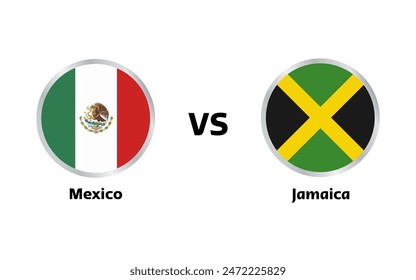 Mexico vs Jamaica match , isolated on white background