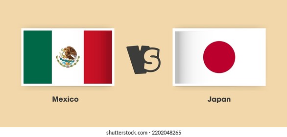 Banderas de México contra Japón colocadas una al lado de la otra. Banderas nacionales creativas y elegantes de México vs Japón con antecedentes