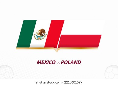 Mexico vs Poland in Football Competition, Group A. Versus icon on Football background. Sport vector icon.