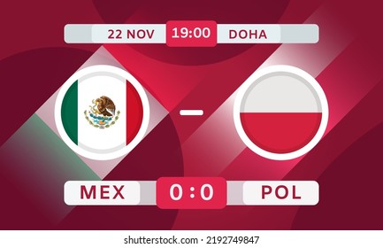 Mexico Vs Poland Match Football 2022 Stock Vector (Royalty Free