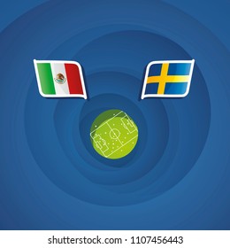 Mexico vs Sweden flags abstract soccer stadium background