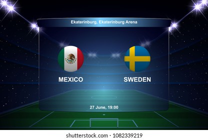 Mexico vs Sweden football scoreboard broadcast graphic soccer template