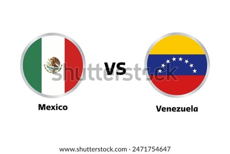 Mexico vs Venezuela match , isolated on white background 