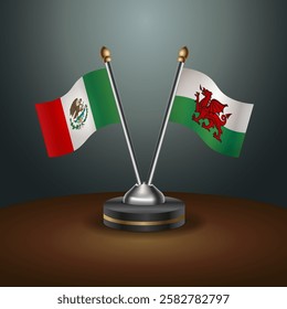 Mexico and Wales table flags relation with gradient backgrund