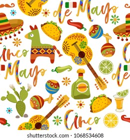 Mexico wallpaper design. Mexican seamless pattern. Mexican national symbols background