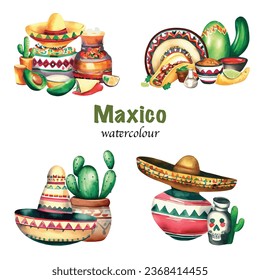 Mexico watercolor cute art symbol illustration cats
