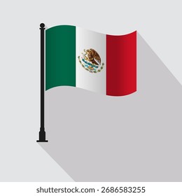 México ondeando bandera Ilustración vectorial de poste