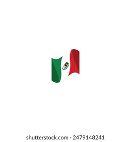 Mexico wavy flag on white background.