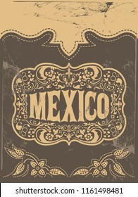 Mexico western style, mexican theme vector poster card template