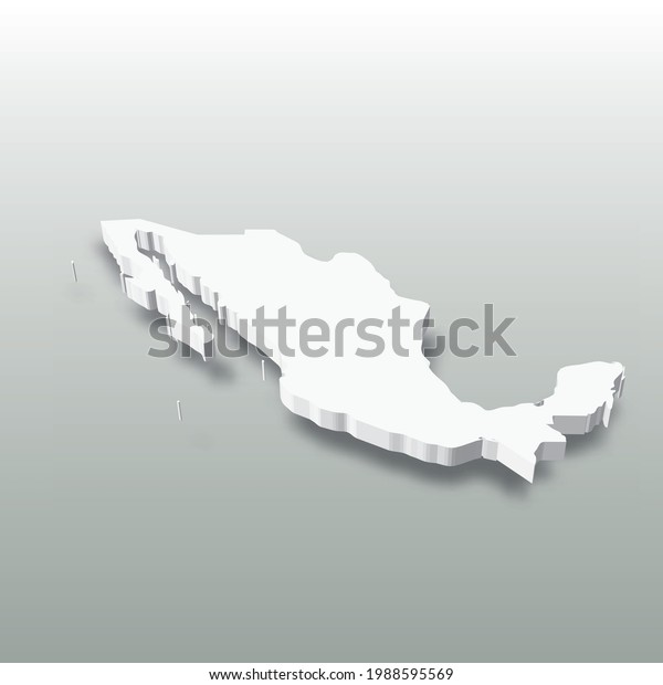 Mexico White 3d Silhouette Map Country Stock Vector (Royalty Free ...