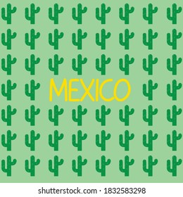 Mexico word and cactus pattern- vector illustration