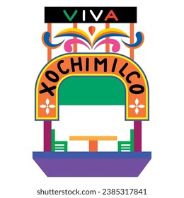 mexico xochimilco trajinera design illustration