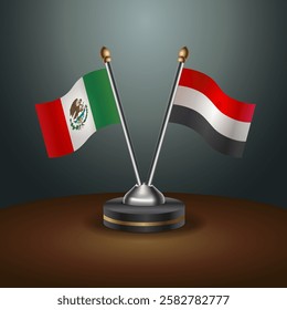 Mexico and Yemen table flags relation with gradient backgrund