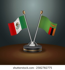 Mexico and Zambia table flags relation with gradient backgrund