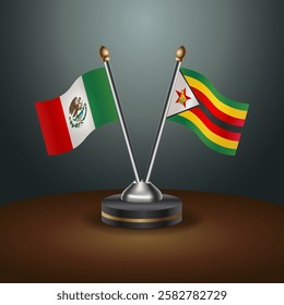 Mexico and Zimbabwe table flags relation with gradient backgrund