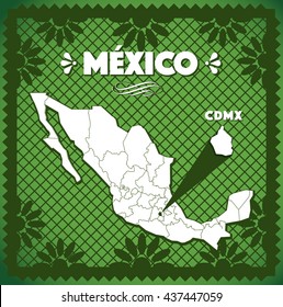 Mexico's cut out paper map