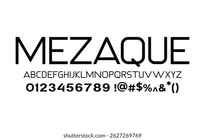 Mezaque font typeset — perfect for logos, headlines, and a wide range of creative projects,  delivered as a clean vector illustration