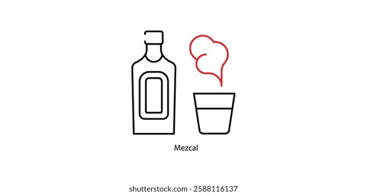 Mezcal Vector Icon - Traditional Smoky Agave-Based Mexican Liquor Bottle