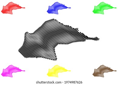 Me-Zochi District (Democratic Republic of Sao Tome and Principe, Saint Thomas and Prince) map vector illustration, scribble sketch Me Zochi map