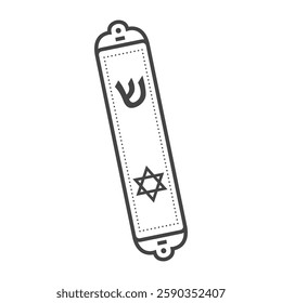 Mezuzah doorpost  line illustration on white background