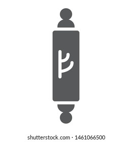 Mezuzah glyph icon, door and judaism, jewish doorpost sign, vector graphics, a solid pattern on a white background, eps 10.
